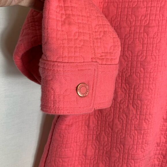 Isaac Mizrahi Coral Pink Cotton Interlock Quilted Button Front Jacket Size M - Picture 9 of 14